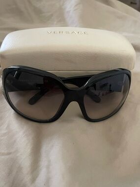Versace Black Frame Sunglasses with Gradient Smoke Lenses